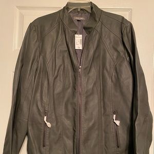 Roz & Ali Grey Faux Leather Jacket